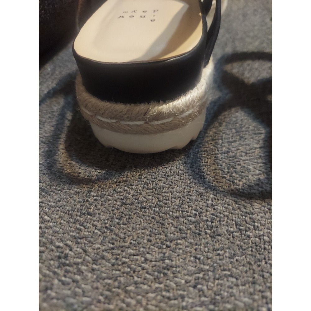 A NEW DAY size 11 Rianne Espadrille Sandals Ankle Buckle Black Platform Y2k Boho - Picture 9 of 11
